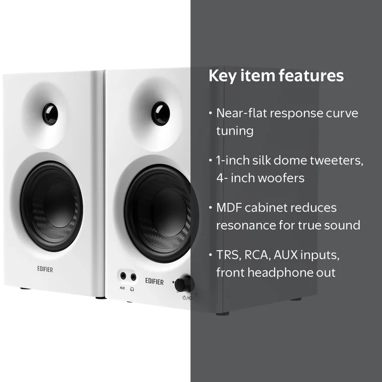 Edifier, MR4 Powered Studio Monitor Speakers, 4 inch, White (Pair