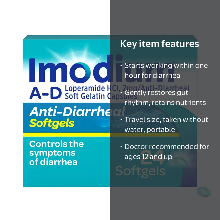 Imodium A-D Anti-Diarrheal, Softgels, 24 ct