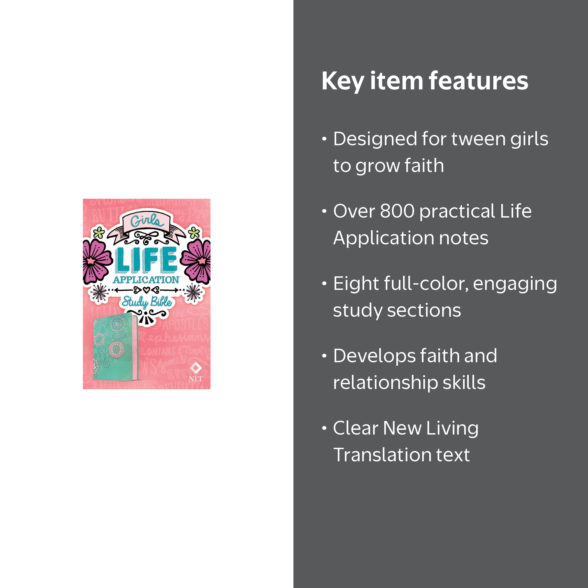 NLT Girls Life Application Study Bible (Leatherlike, Teal/Pink