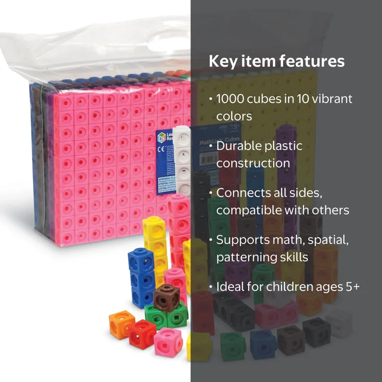 Learning Resources Mathlink Cubes, Math Manipulatives, Set of 1000