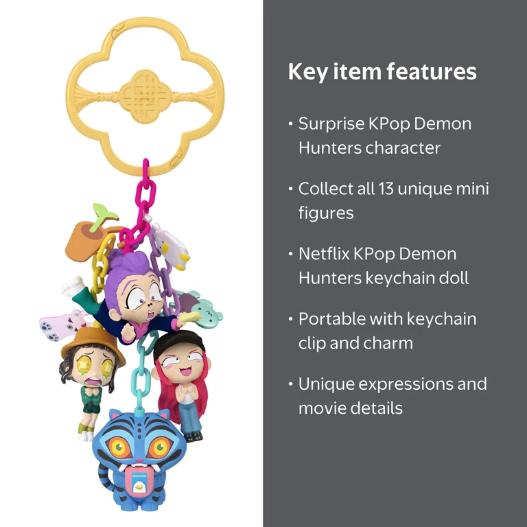 KPop Demon Hunters Mini Collectible Keychain Doll, HUNTR/X, Saja KPop Demon Hunters Mini Collectible Keychain Doll, HUNTR/X, Saja