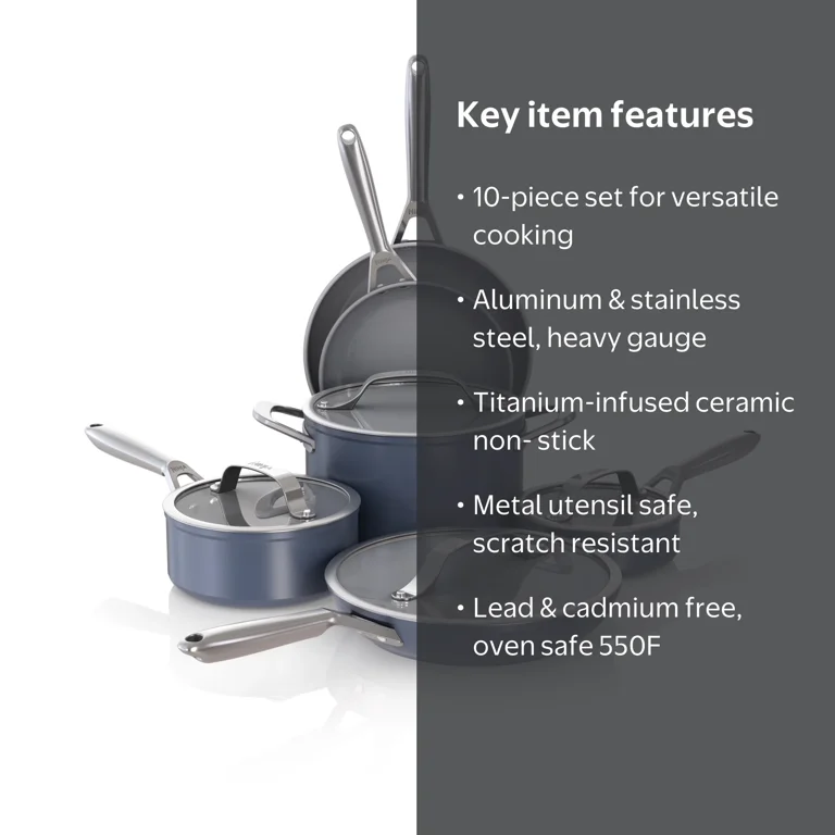 Ninja Ceramic Pro 10-Piece Non-Stick Cookware Set, CW38000