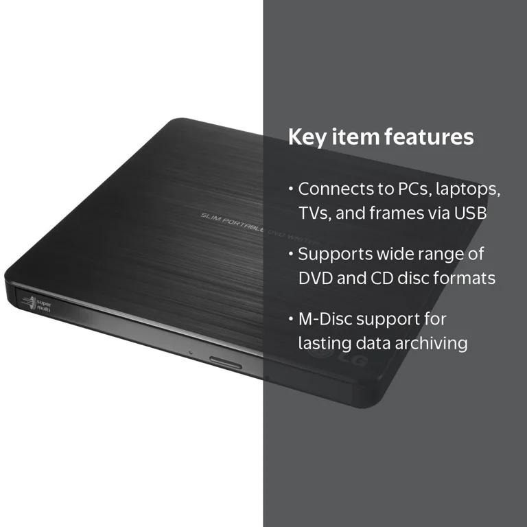 LG, External Disk Drive, GP60NB50, DVD RW, USB 2.0 - Walmart.com