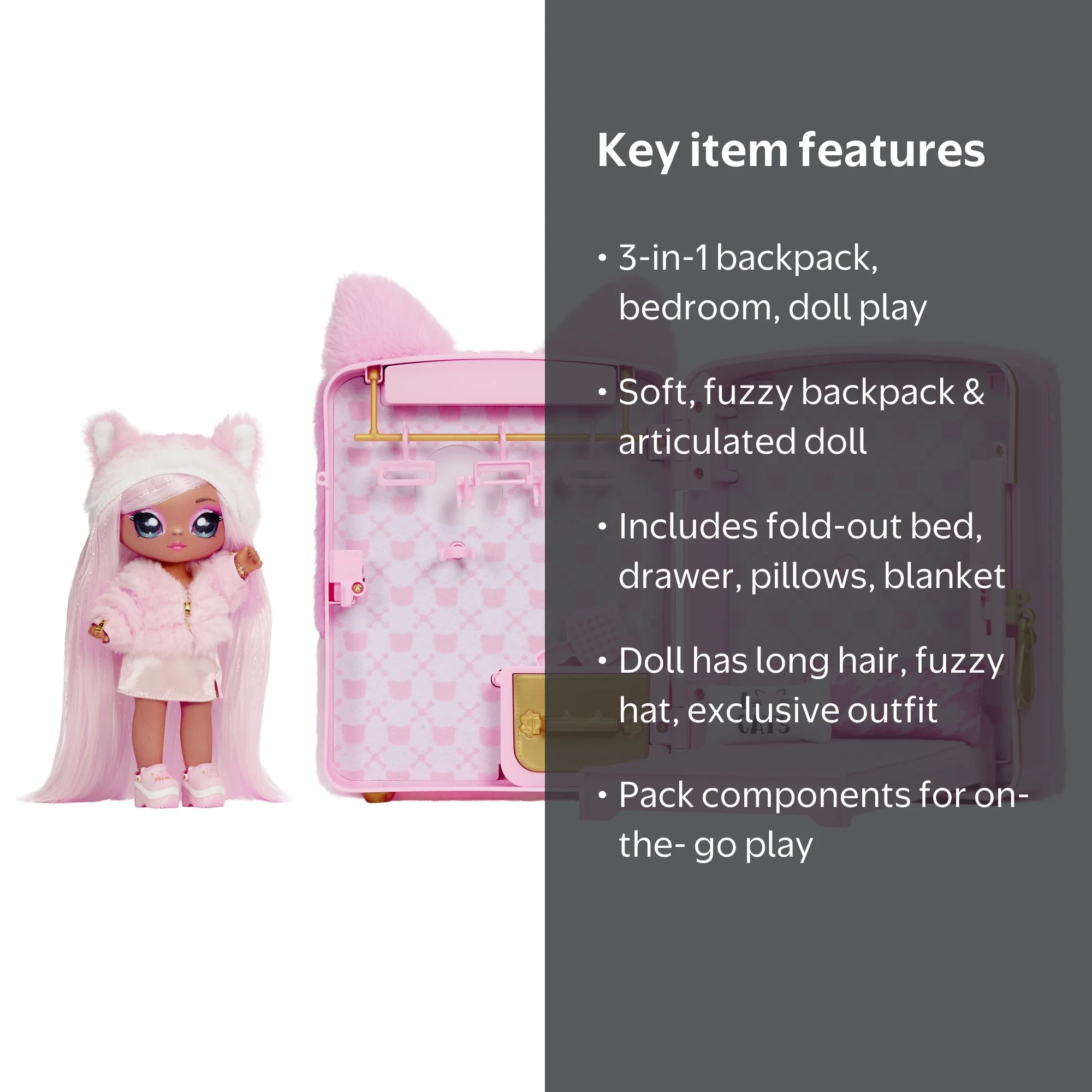 Na! Na! Na! Surprise 3-in-1 Backpack Bedroom Playset, Reena De La