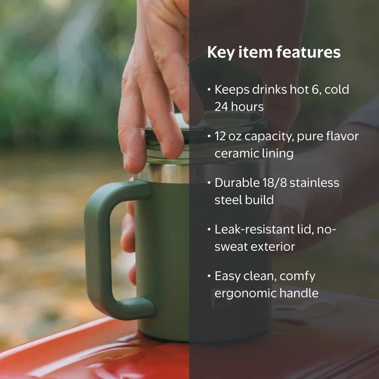 RTIC, 12 oz Ceramic Lined Insulated Essential Mug, Olive - Walmart.com
