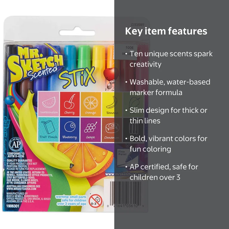 Mr. Sketch, Scented Stix Markers, 10 Count, Fine Tip - Walmart.com