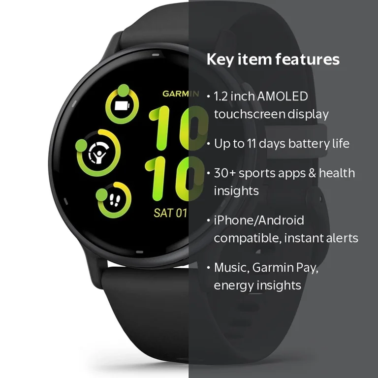Garmin Vivoactive 5 Black Smartwatch Bundle: Tech Smart Fitness