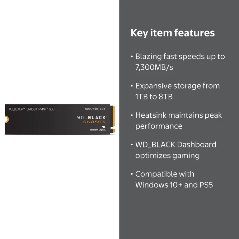 WD BLACK, NVMe SSD, SN850X 8TB, Internal Gaming Solid State Drive