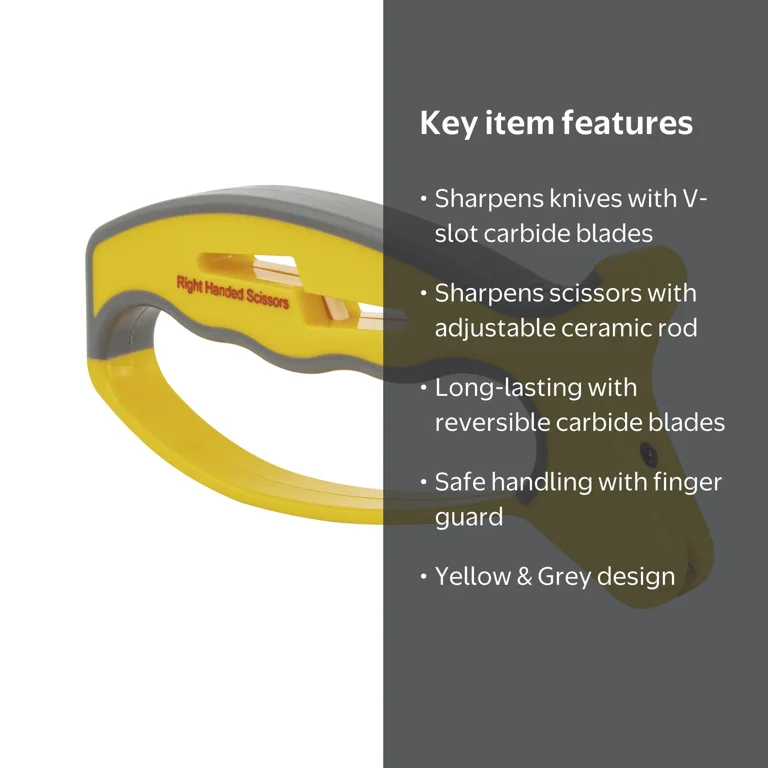 Smith's 50170 JIFFY V-Sharp Knife & Scissors Sharpener | Yellow