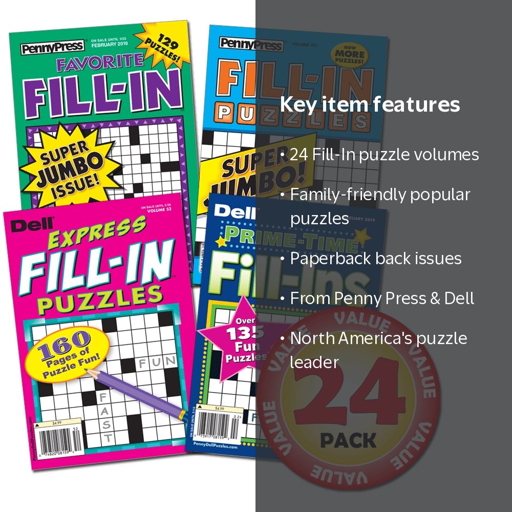 Penny Press Dell Fill-In Puzzle Books 24-Pack, Family Word Volumes
