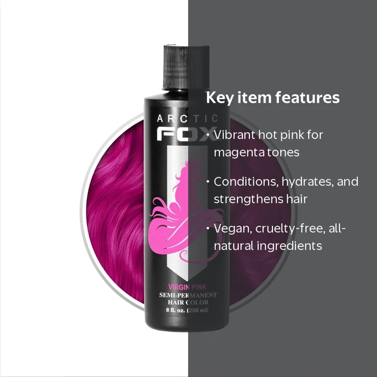 Arctic Fox Vegan Semi-Permanent Hair Color Dye Virgin Pink 8 fl oz