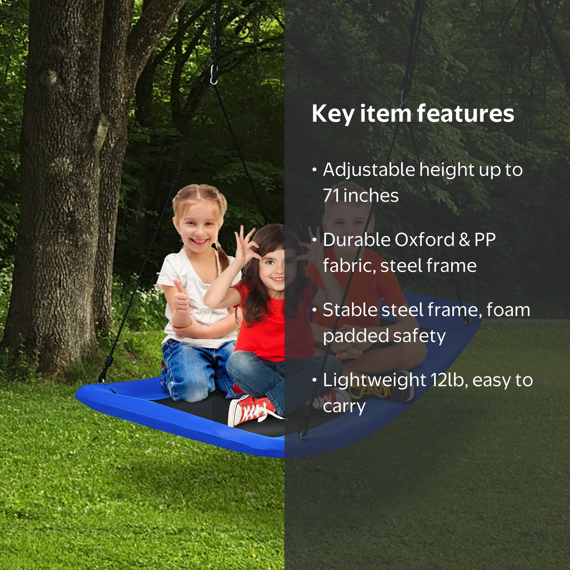 Gymax 700lb Blue Platform Tree Swing for Kids and Adults, 32x60