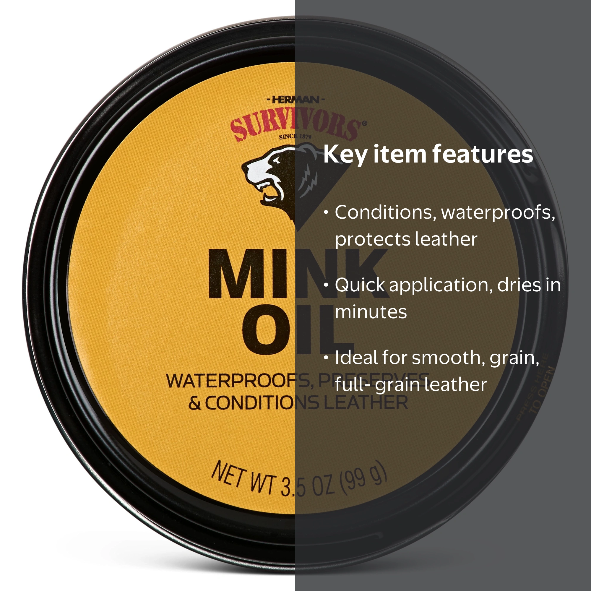 Herman Survivors Mink Oil 3.5 Ounce Leather Waterproof Conditioner