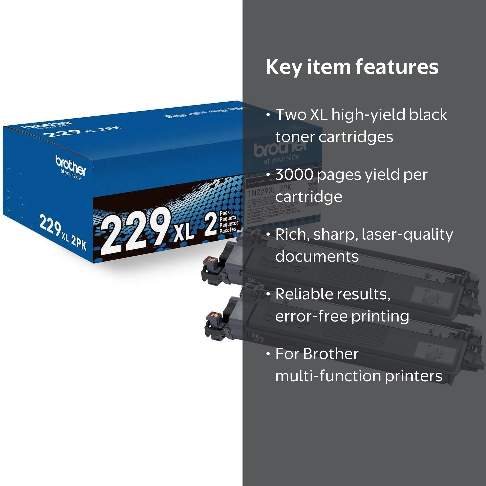 Brother, High Yield Black Toner Cartridge, TN229XL 2PK - Walmart.com