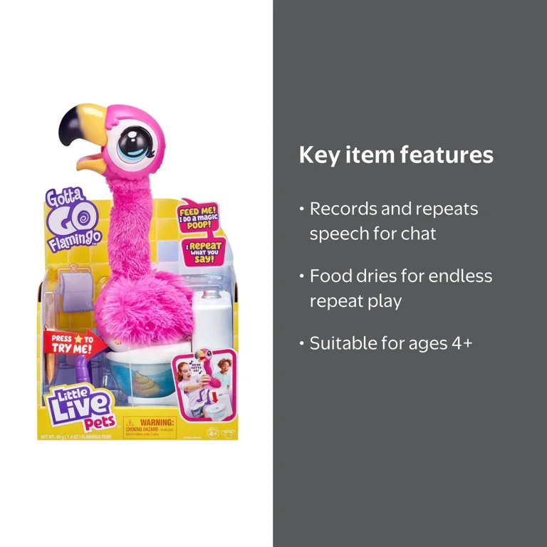 Little Live Pets Gotta Go Flamingo, Interactive Plush Toy, Eats