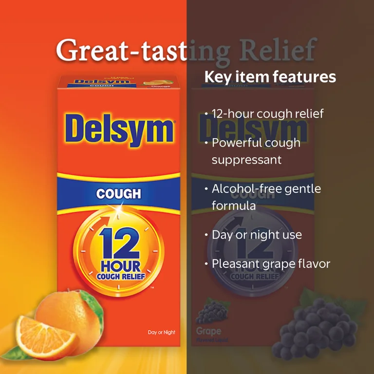 Delsym Adult 12 hour Cough Relief Suppressing Liquid Medicine