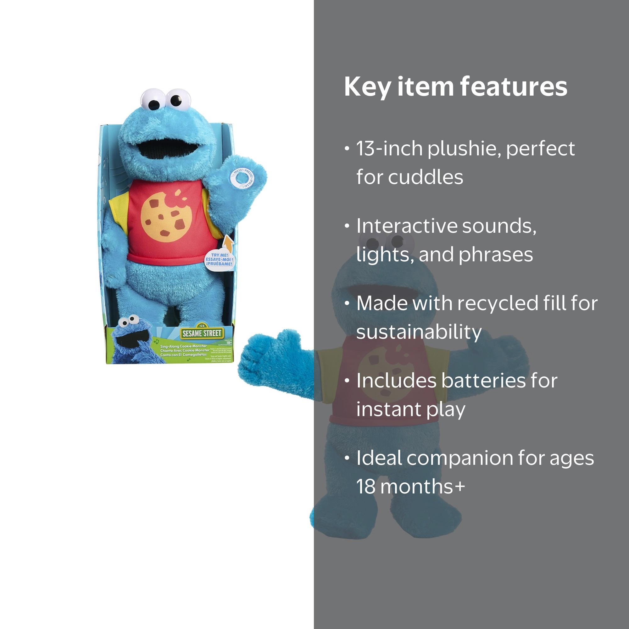 Sesame Street Sing-Along Cookie Monster 13-inch Plush Toy