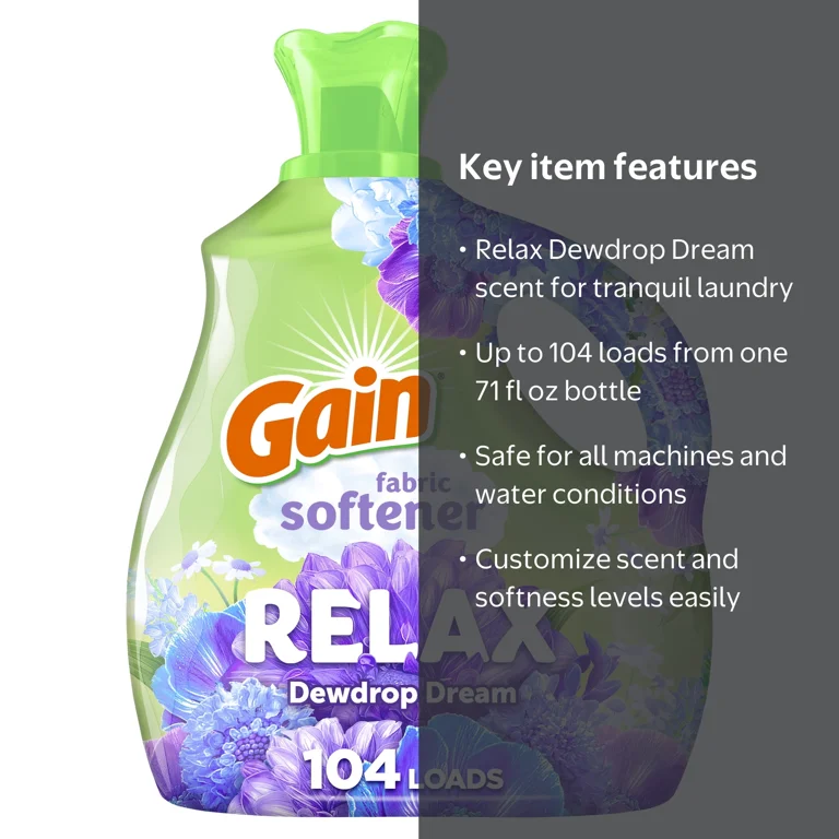 Gain Liquid Fabric Softener and Conditioner, Relax, Dewdrop Dream