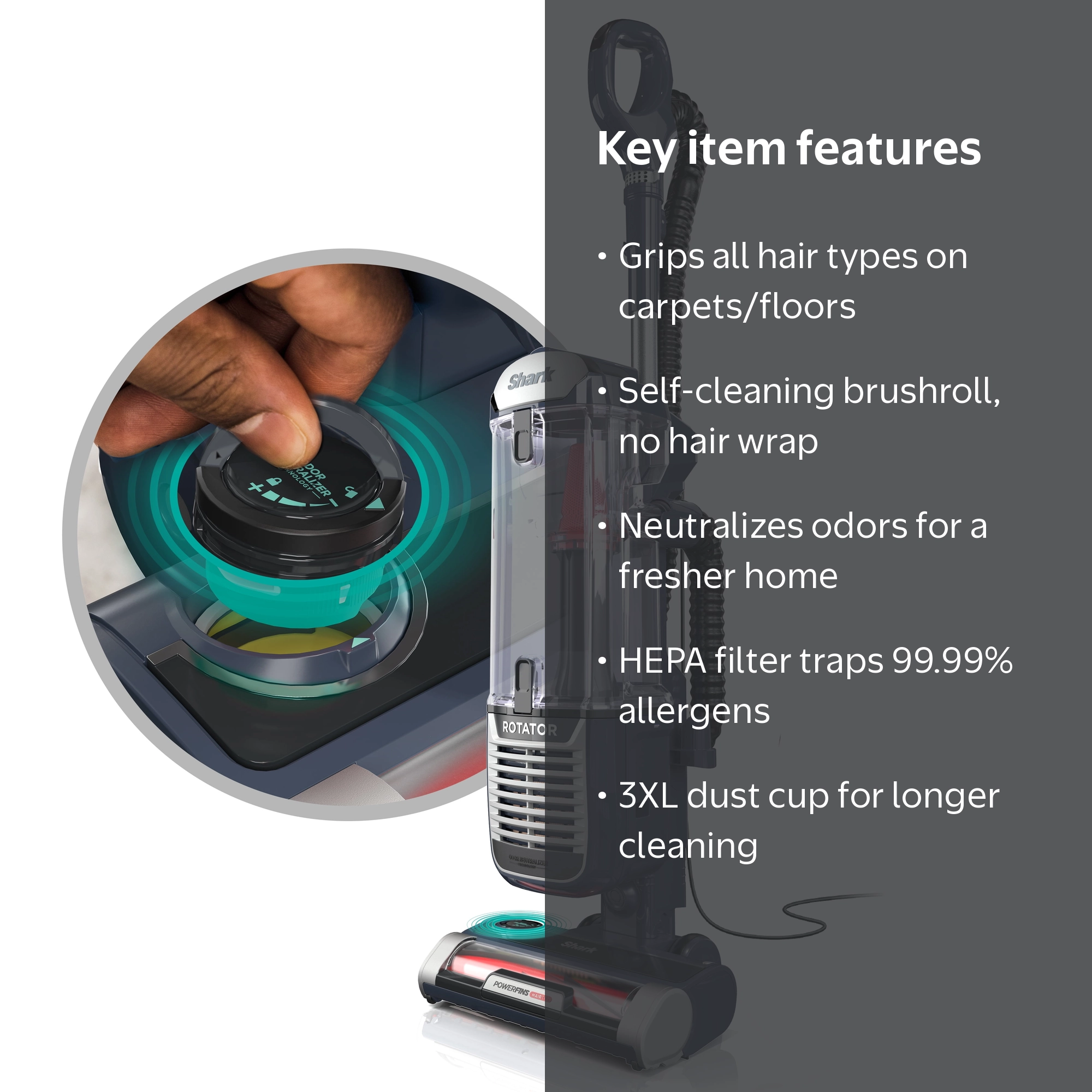 Shark Rotator Pet Vacuum Cleaner ZU100, PowerFins, HEPA Filter