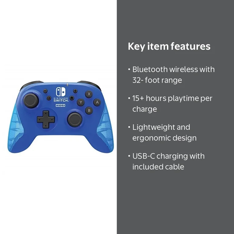 HORIPAD, Wireless Pro Controller, Blue, for Nintendo Switch