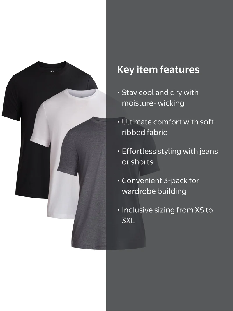 George Men's & Big Men's Classic Fit 3-Pack Crewneck Tee with