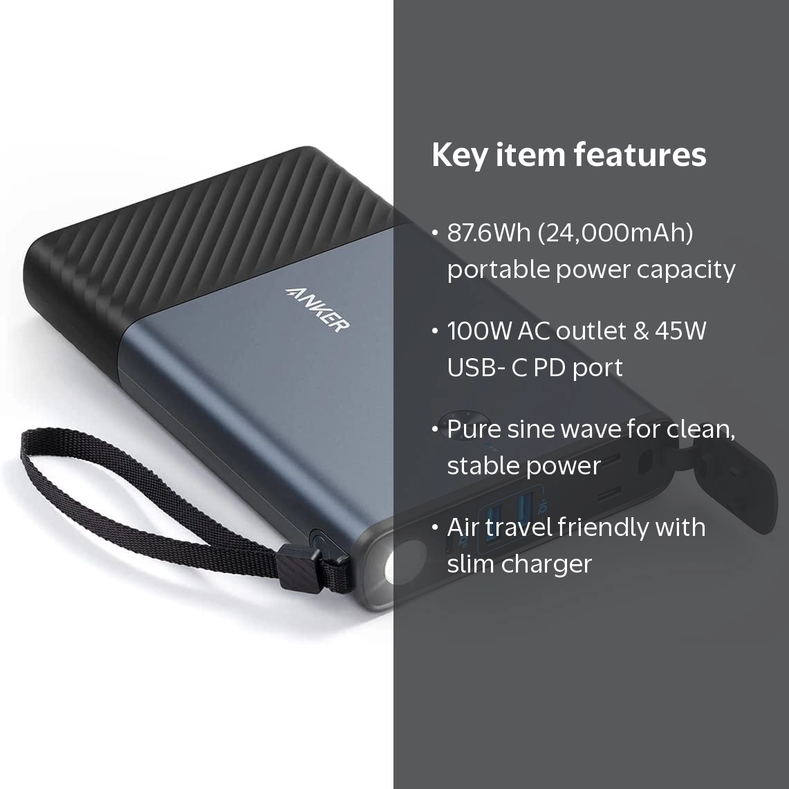スマホアクセサリー Anker PowerHouse 90 Anker Powerhouse 90, 87.6Wh Charger with 100W AC, 45W USB-C for