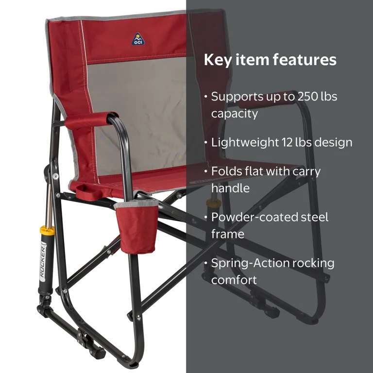 GCI Outdoor Freestyle Rocker Foldable Camp Chair, Cinnamon