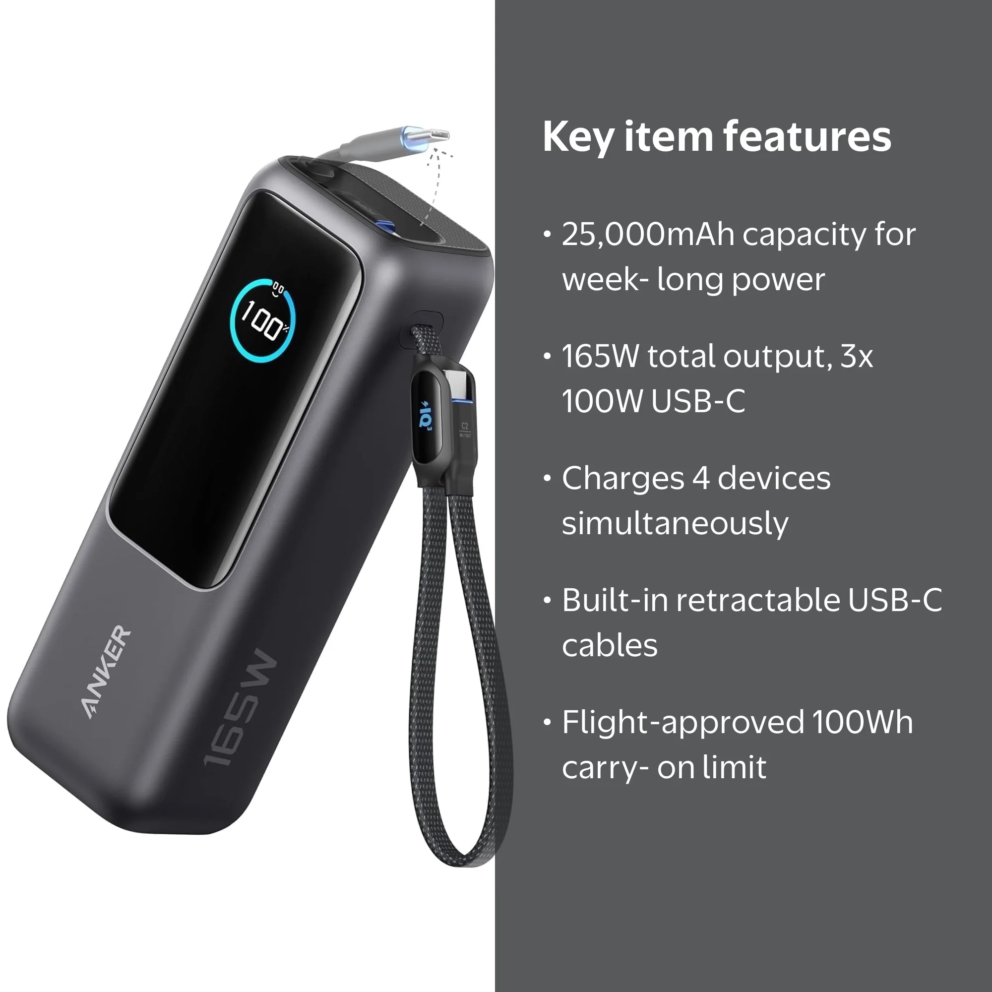 Anker Laptop Power Bank, 25,000mAh Portable Charger with Triple