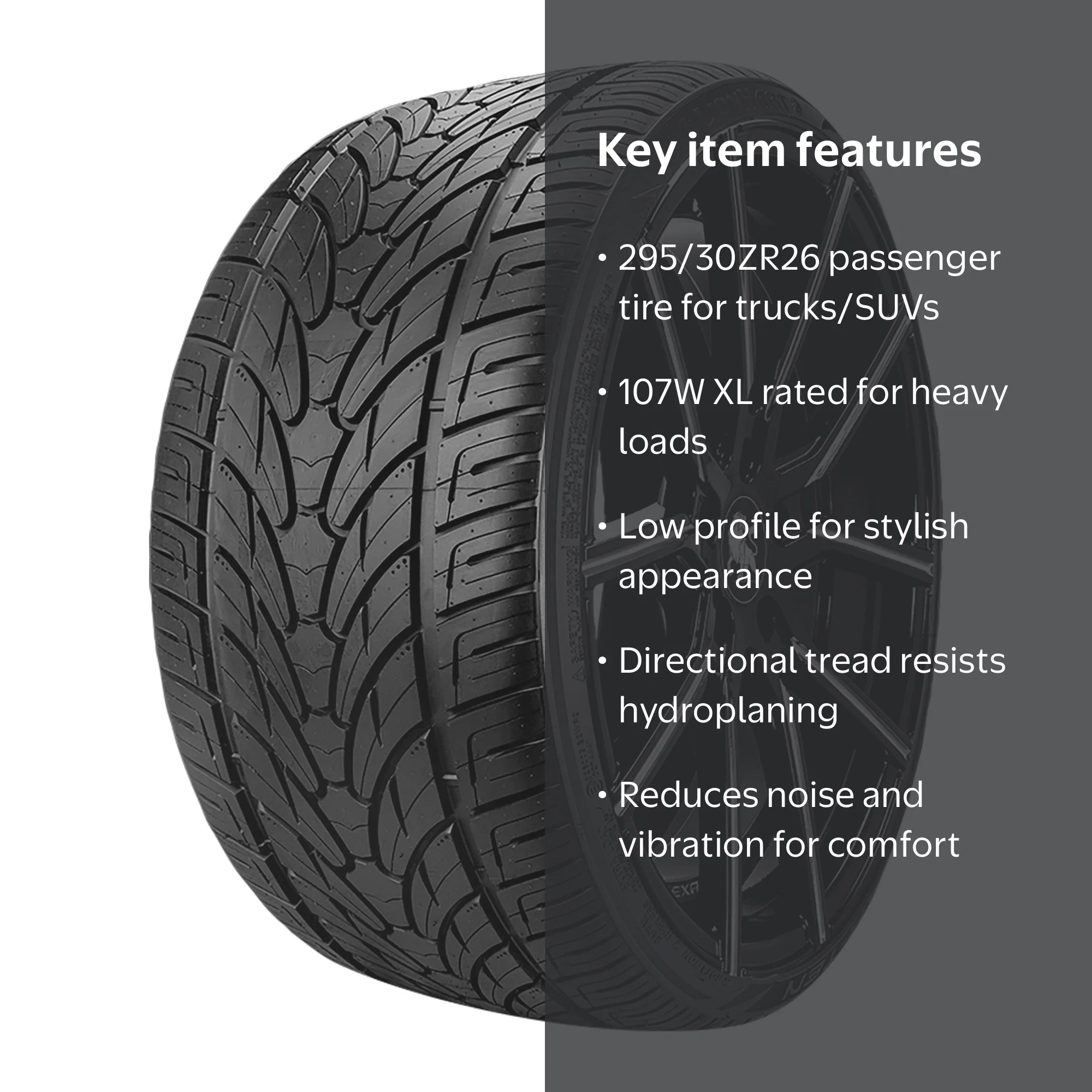 Lionhart, Passenger Tire, 295/30ZR26 107W XL, All Season, Black