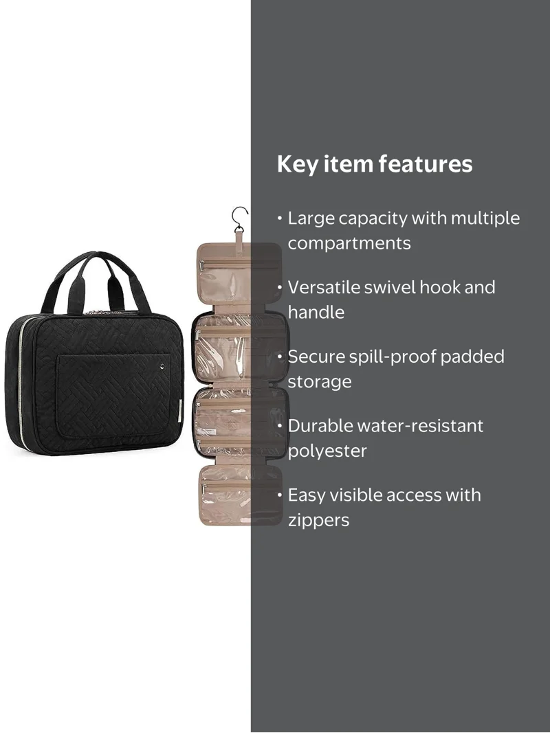 bagsmart toiletry bag travel bag with hanging hook for Women, Portable Makeup B – Kinzd toothbrushes or toothpaste ad ✈️🧴 Stay organized wherever