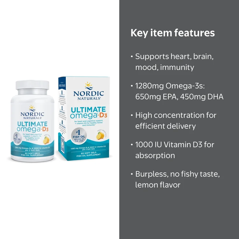 Nordic Naturals, Fish Oil, 1280 Mg, Lemon, 60 ct with Vitamin D3