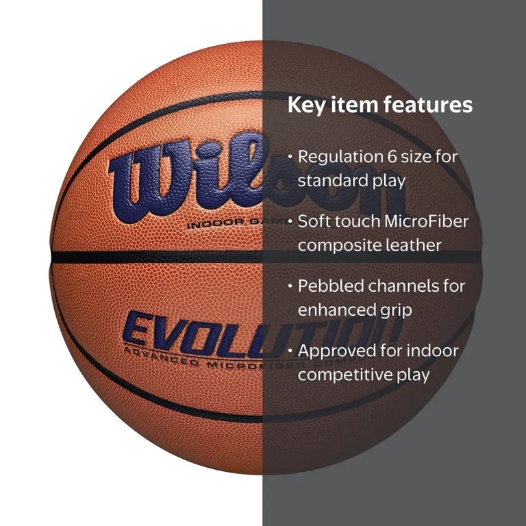 Wilson Evolution Indoor Game Basketball - Navy, Size 6 - 28.5