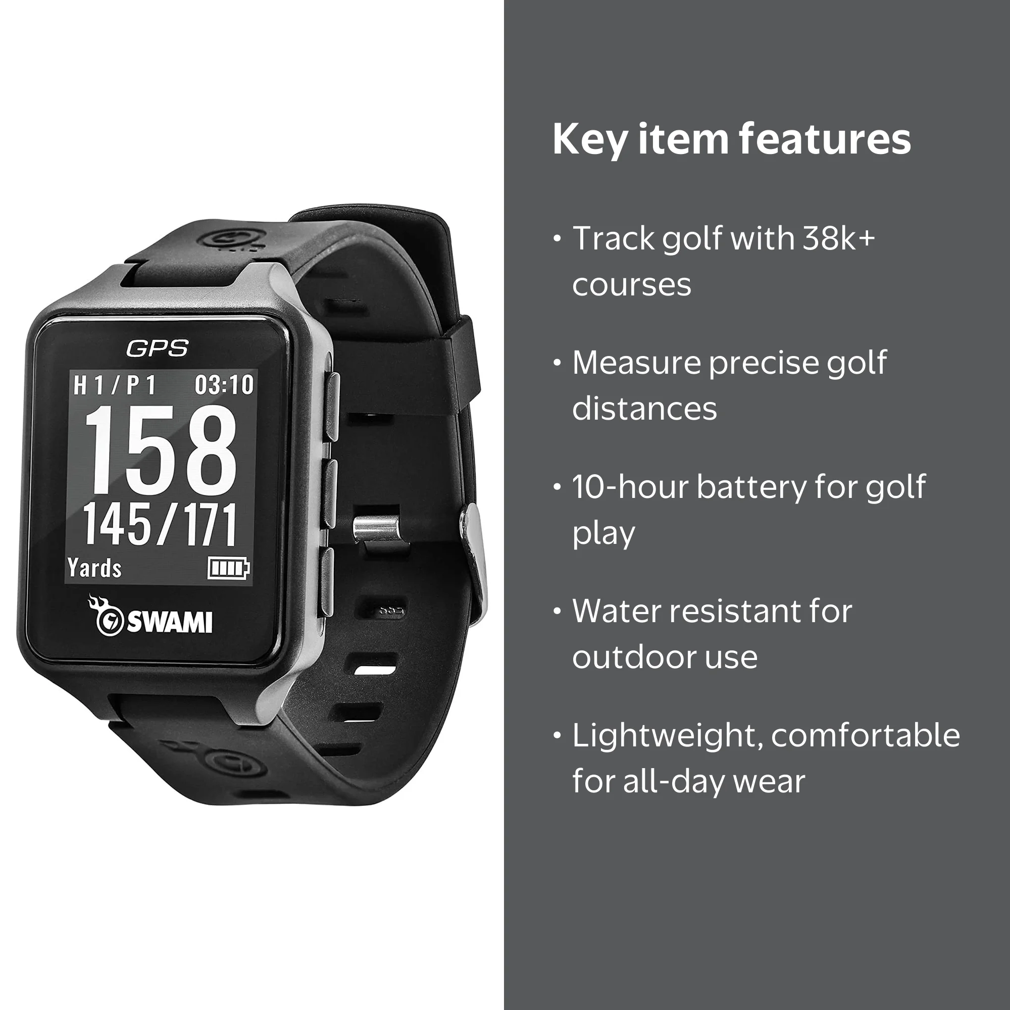 Izzo Golf, Swami Golf GPS Watch, 38,000+ course maps, no