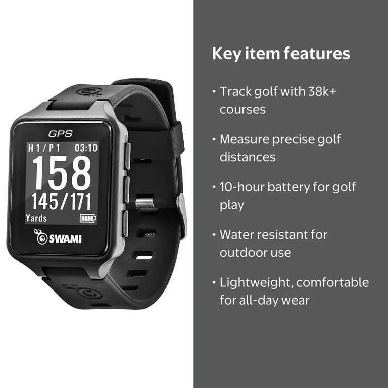 Izzo Golf, Swami Golf GPS Watch, 38,000+ course maps, no