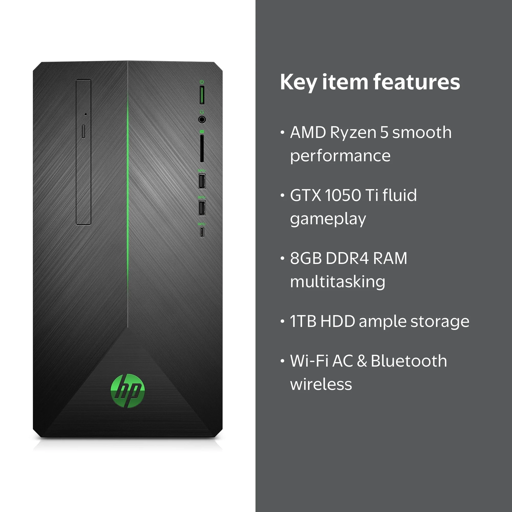 HP Pavilion Prebuilt Gaming Tower, AMD Ryzen 5 2400G, NVIDIA