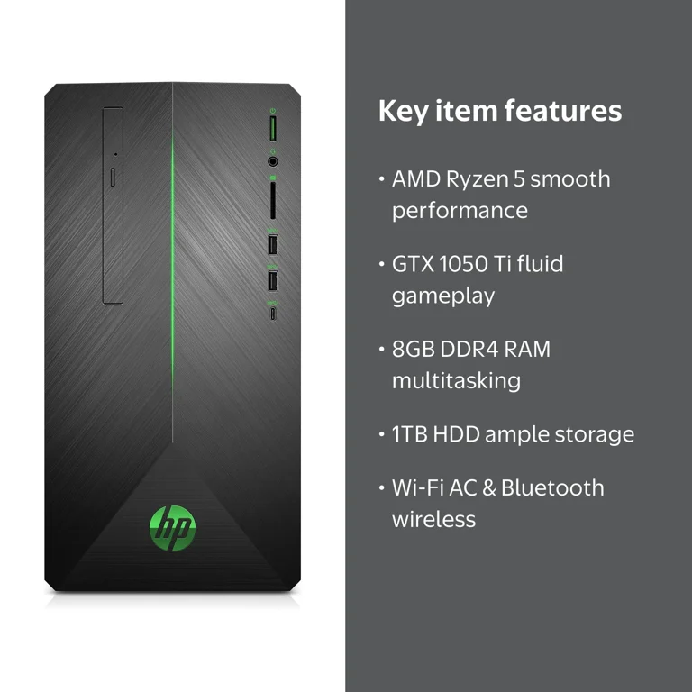 HP Pavilion Prebuilt Gaming Tower, AMD Ryzen 5 2400G, NVIDIA
