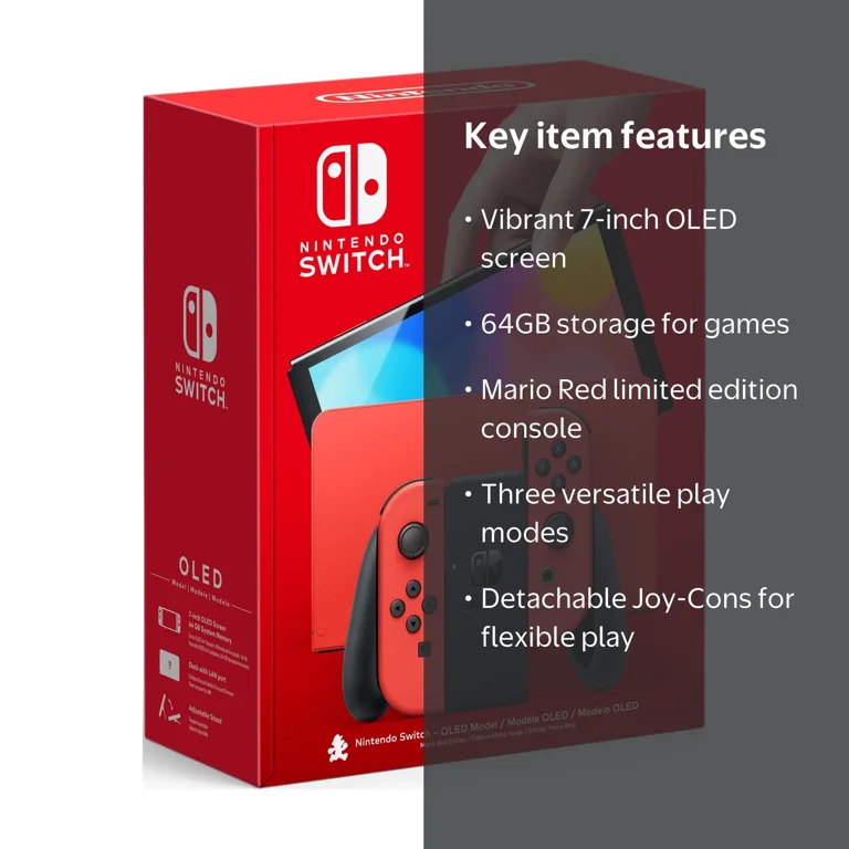 Nintendo Switch Super Game Console - OLED Model: Mario Red Edition