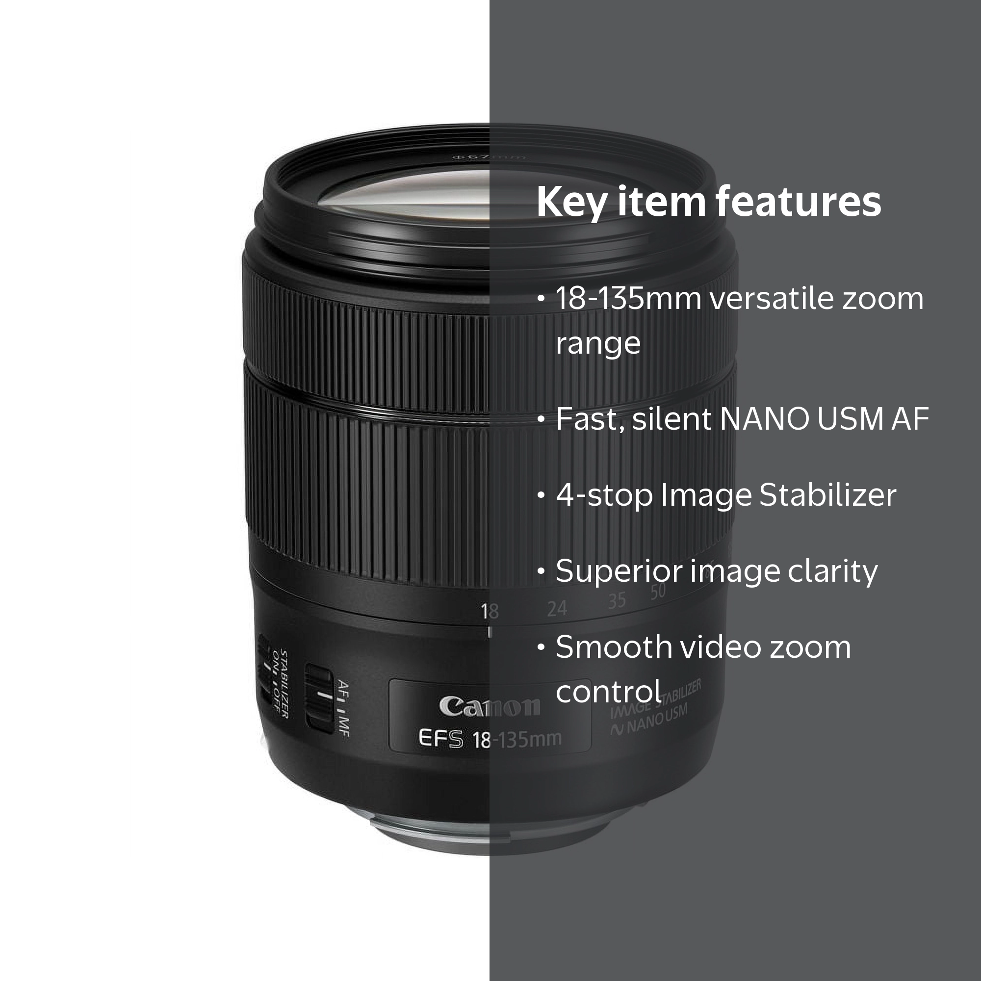 Canon EF-S 18-135mm Zoom Lens with f/3.5-5.6 USM, Image Stabilizer