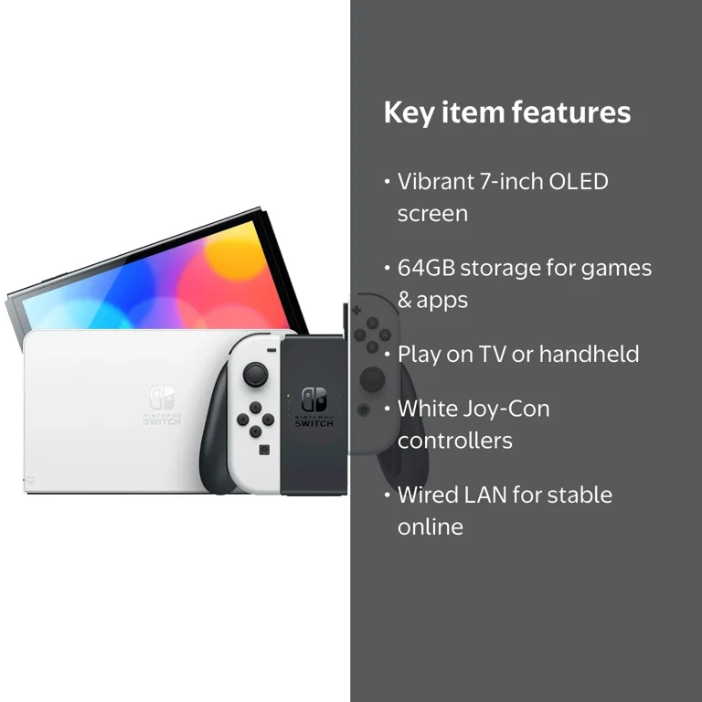 Restored Nintendo Switch OLED Model with 64GB, White Joy-Con