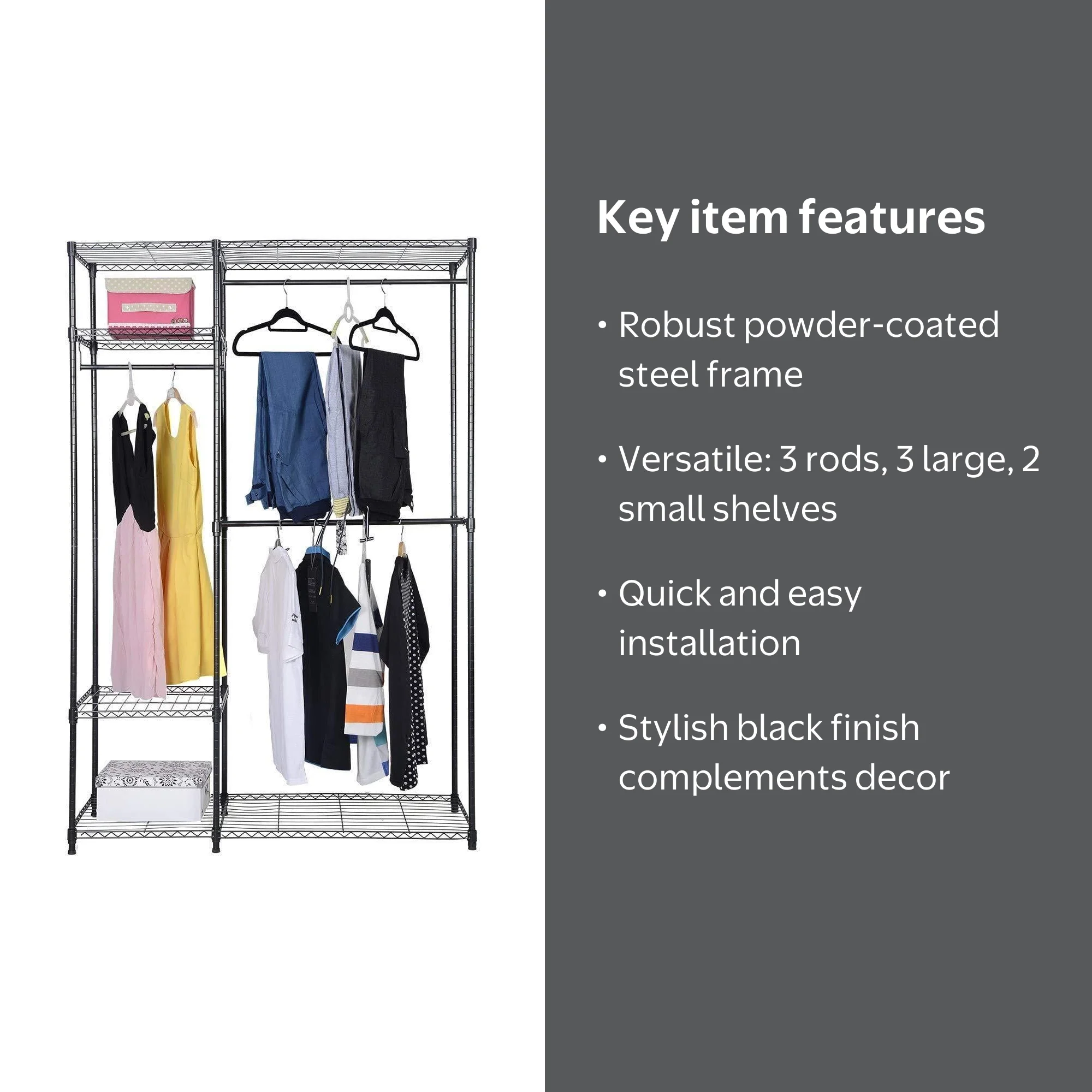 Costway Portable Wardrobe Closet Organizer 48''x18''x71'', Free