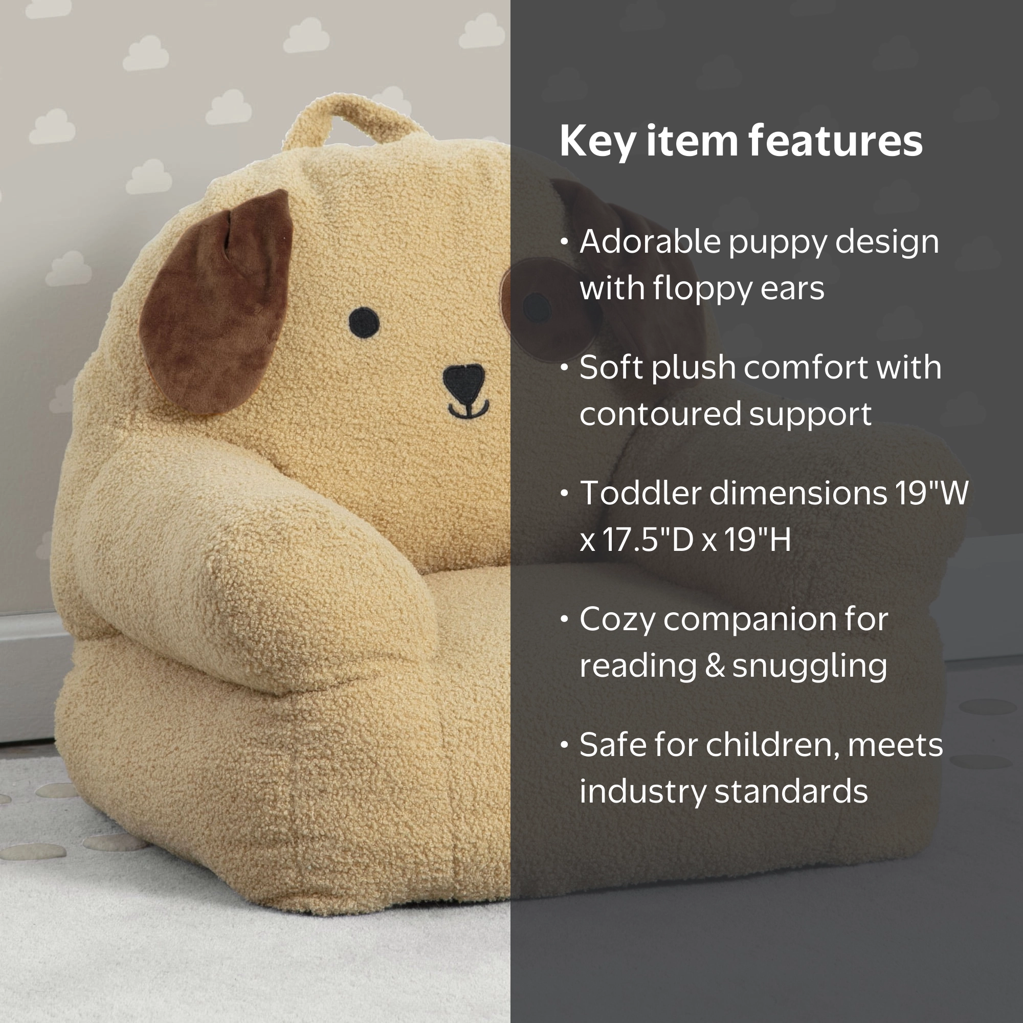 Delta Children Cozee Pal Chair, Puppy Design, Plush Toddler Seat