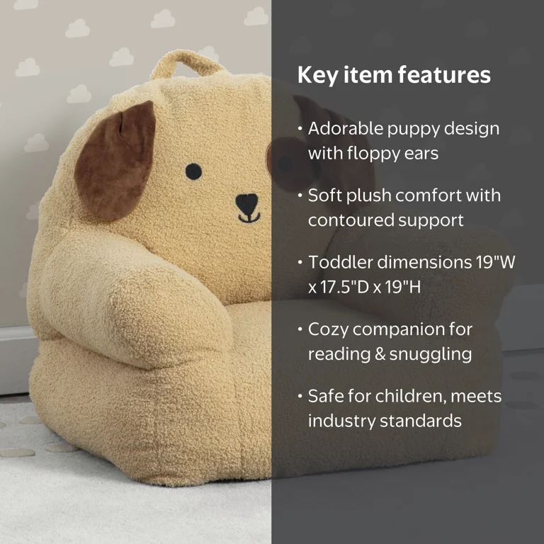 Delta Children Cozee Pal Chair, Puppy Design, Plush Toddler Seat