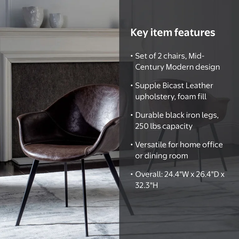 SAFAVIEH Dublin Mid Century Modern Leather Dining Tub Chair, Brown