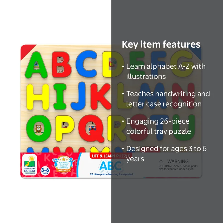 ABCあそび : 国際理解に役立つ The Learning Journey, Lift & Learn Puzzle ABC, 26 pcs for
