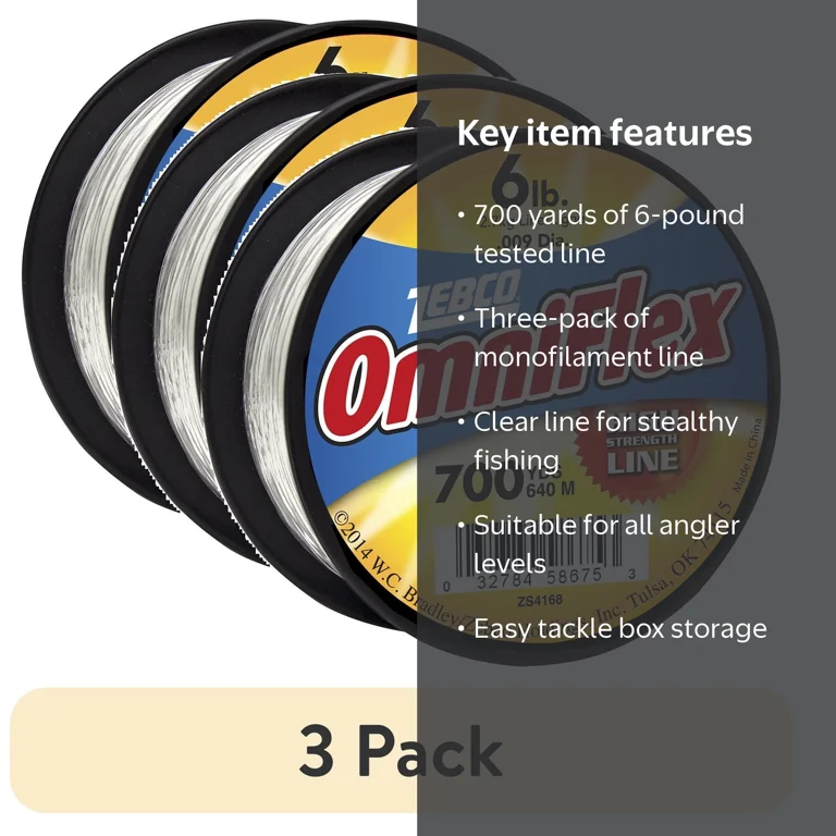 3 pack) Zebco Omniflex Monofilament Fishing Line, 6-Pound Tested