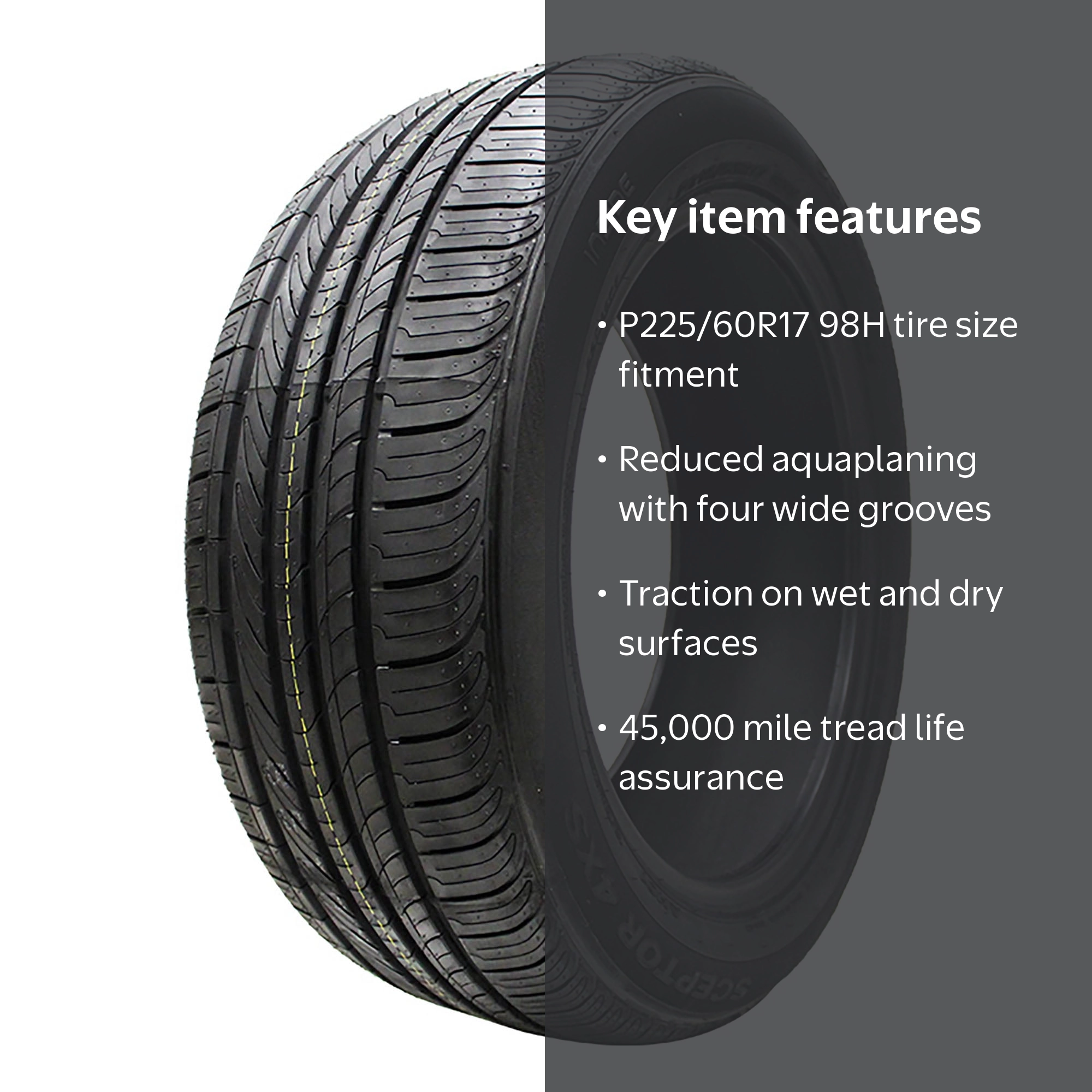 QuartararoBS★225/60R17★2本送料込み★ Sceptor 4XS All Season 225/60R17 98H Tire - Walmart.com