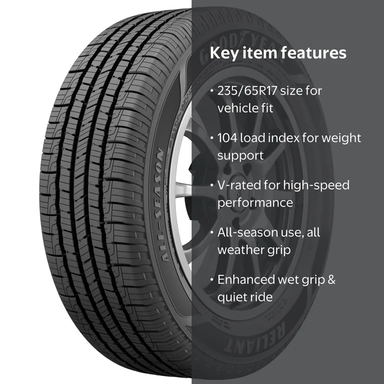 Goodyear 235/65R17 タイヤ・ホイールセット Goodyear Reliant All-Season 235/65R17 104V All-Season Tire Fits