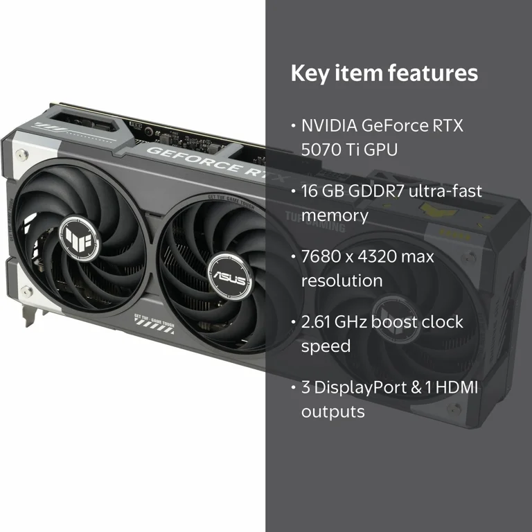 ASUS, Graphics Card, RTX 5070 Ti, 16 GB GDDR7, 8960 CUDA Cores