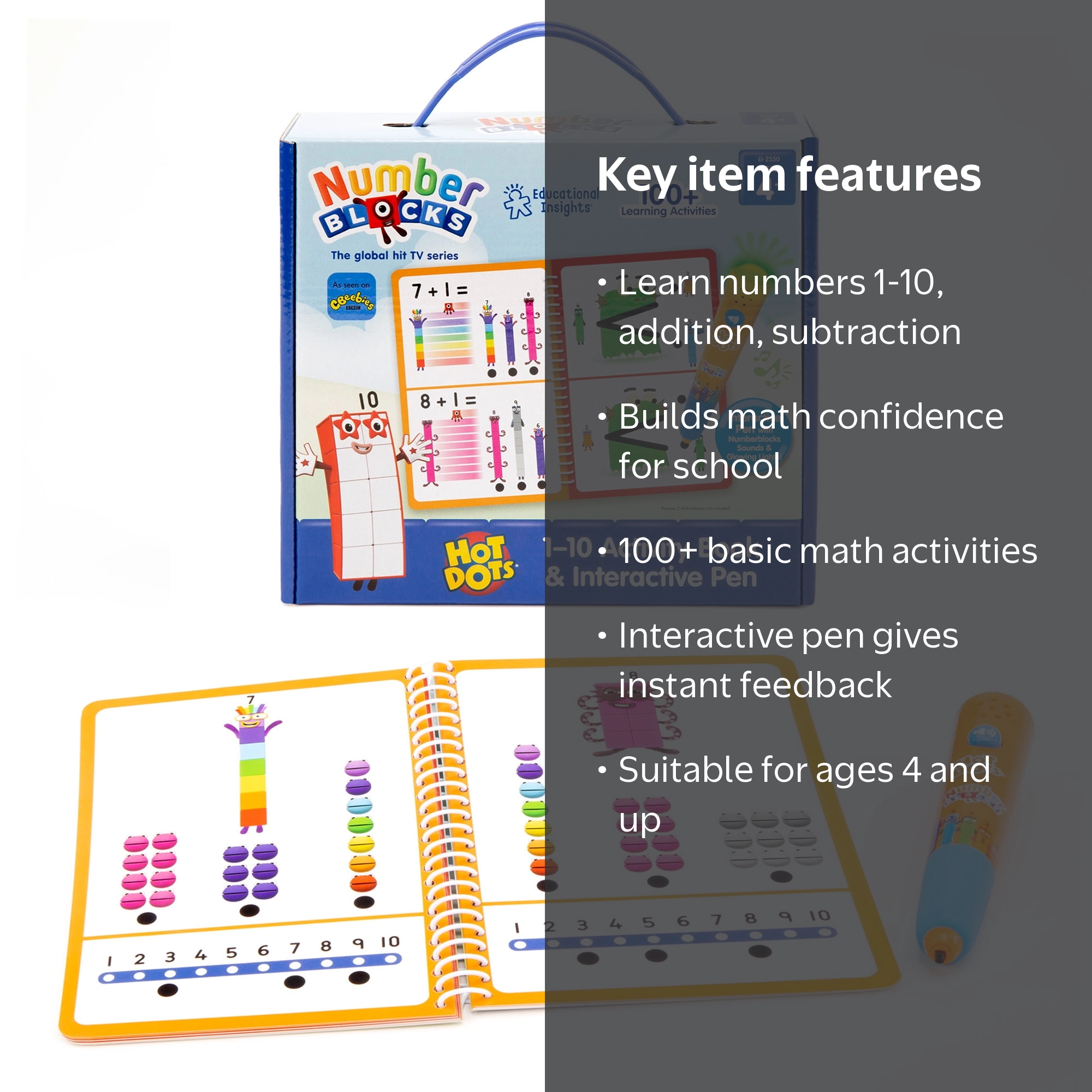 Educational Insights Hot Dots Numberblocks Workbook & Pen Numbers