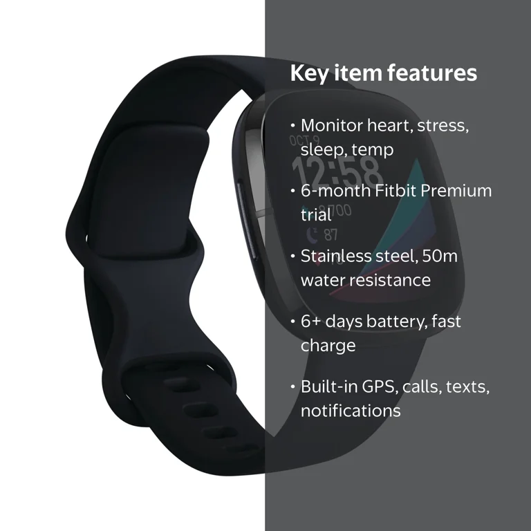 Fitbit Sense Smartwatch - Carbon/Graphite Stainless Steel